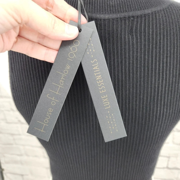 House of Harlow 1960 Black Ribbed Thick Mock Neck Size Large NEW - Picture 7 of 10